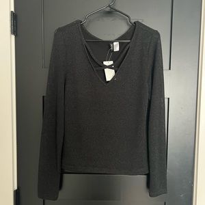 H&M shiny black long sleeve